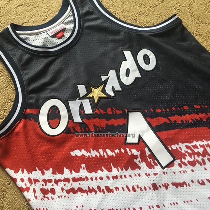 Camiseta Orlando Magic Anfernee Hardaway NO 1 Independence Day Mitchell & Ness Blanco